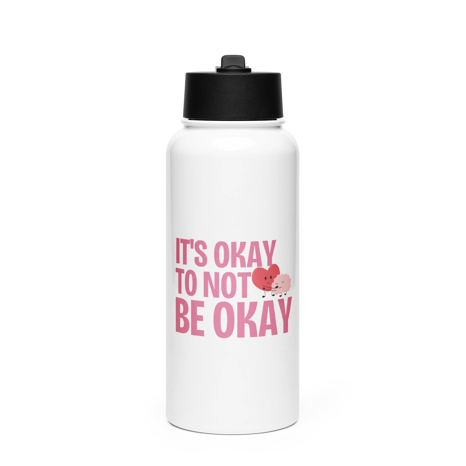 Smiling Heart and Brain Hug Stainless Steel Water Bottle product image (1)