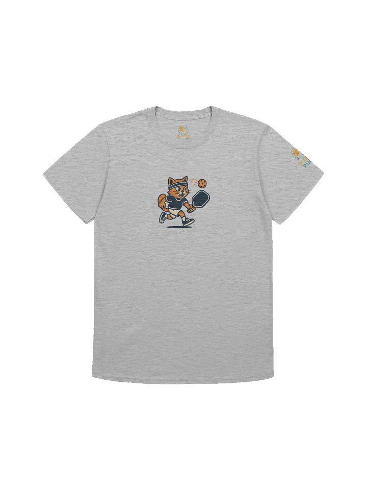 Pickleball Power Cat T-Shirt – Funny Unisex Tee with Fierce Orange Tabby Pickleball Smash Chest Print product image (1)