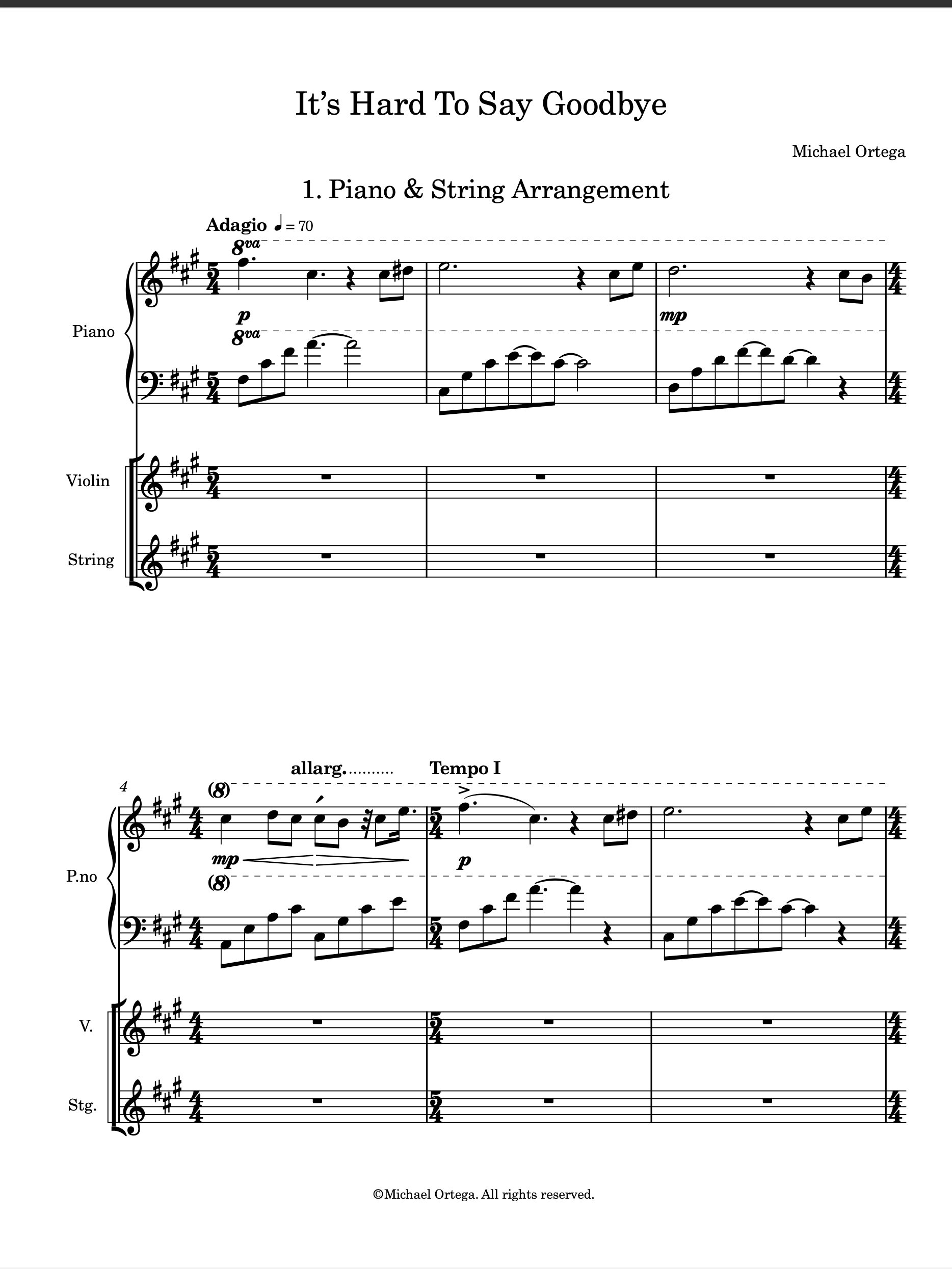 It's Hard To Say Goodbye - Piano & String Score (Original Arrangement) product image (2)