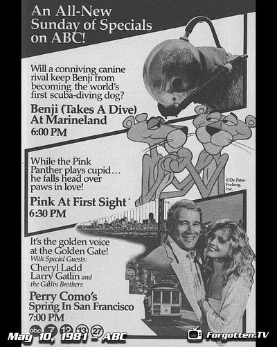 #OnThisDay in 1981: It was a night of specials on ABC:

𝘽𝙚𝙣𝙟𝙞 (𝙏𝙖𝙠𝙚𝙨 𝙖 𝘿𝙞𝙫𝙚) 𝙖𝙩 𝙈𝙖𝙧𝙞𝙣𝙚𝙡𝙖𝙣𝙙. As Benji prepares to perform the ...
