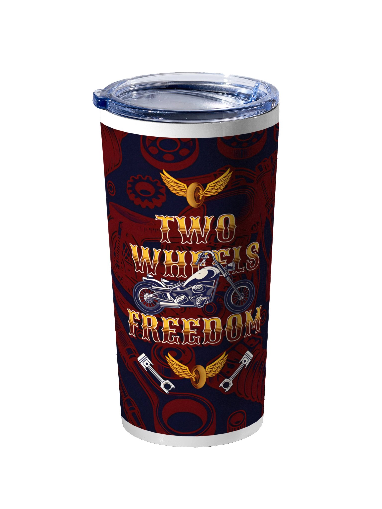 20oz Stainless Steel Tumbler with Lid - Two Wheels Freedom Vintage Motorcycle Design, Double-Wall Vacuum Insulated Biker Travel Cup by BoldPixel product image (4)
