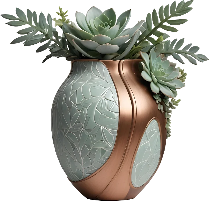 Gatsby Grace – Pot Art Deco with Succulent PNG product image (1)