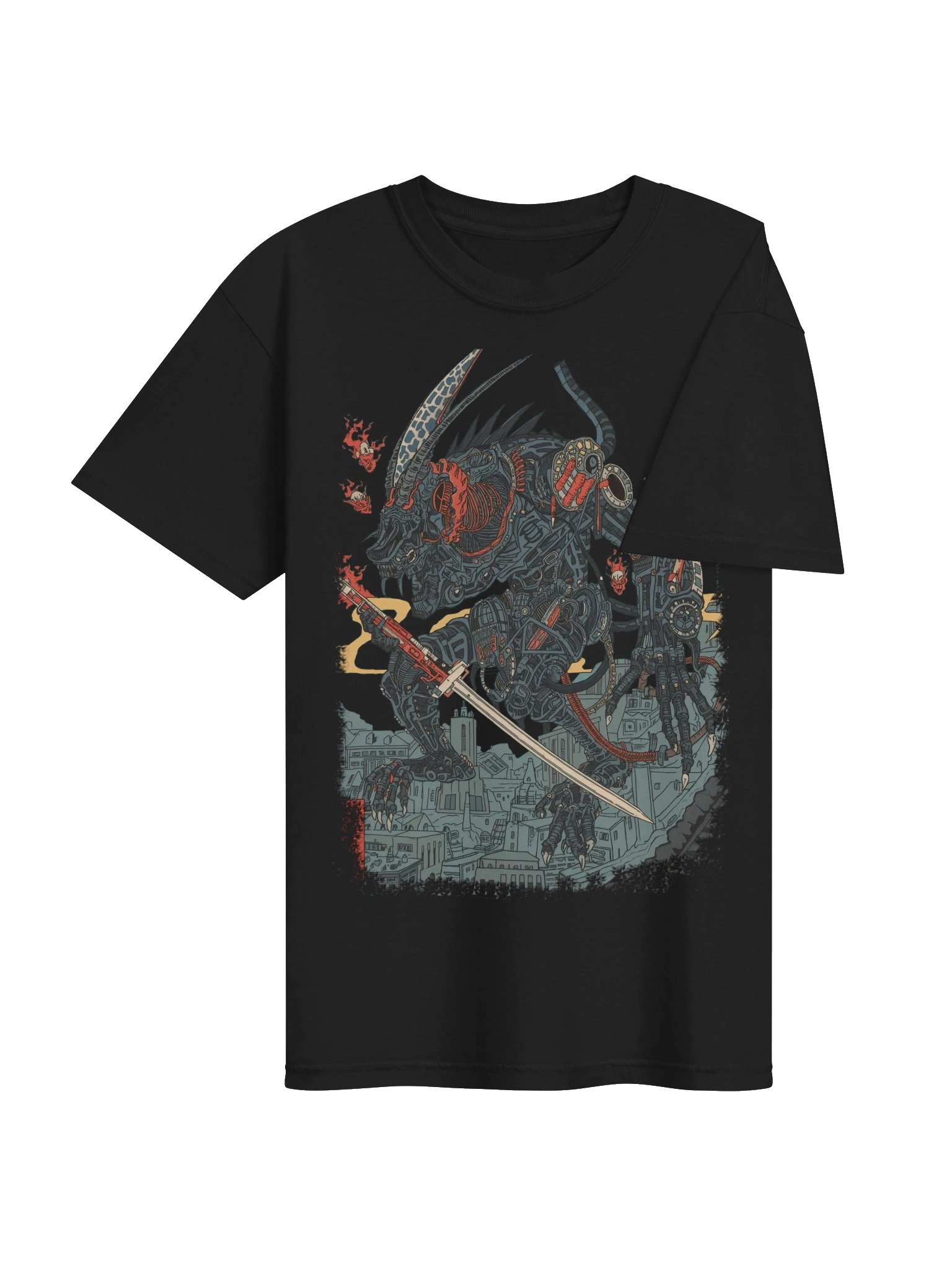 Mecha Demon Over City Heavyweight T-Shirt product image (7)