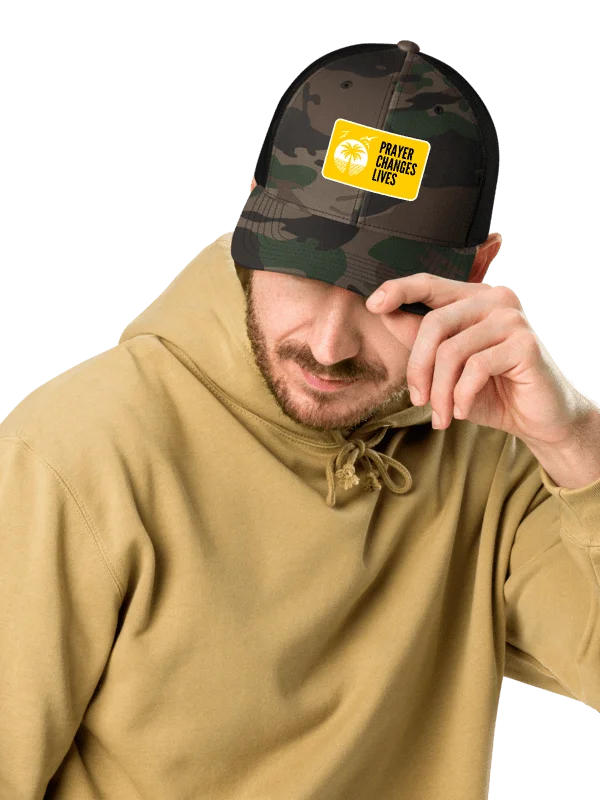 Sunset Serenity Camo Trucker Hat | Prayer changes lives product image (2)