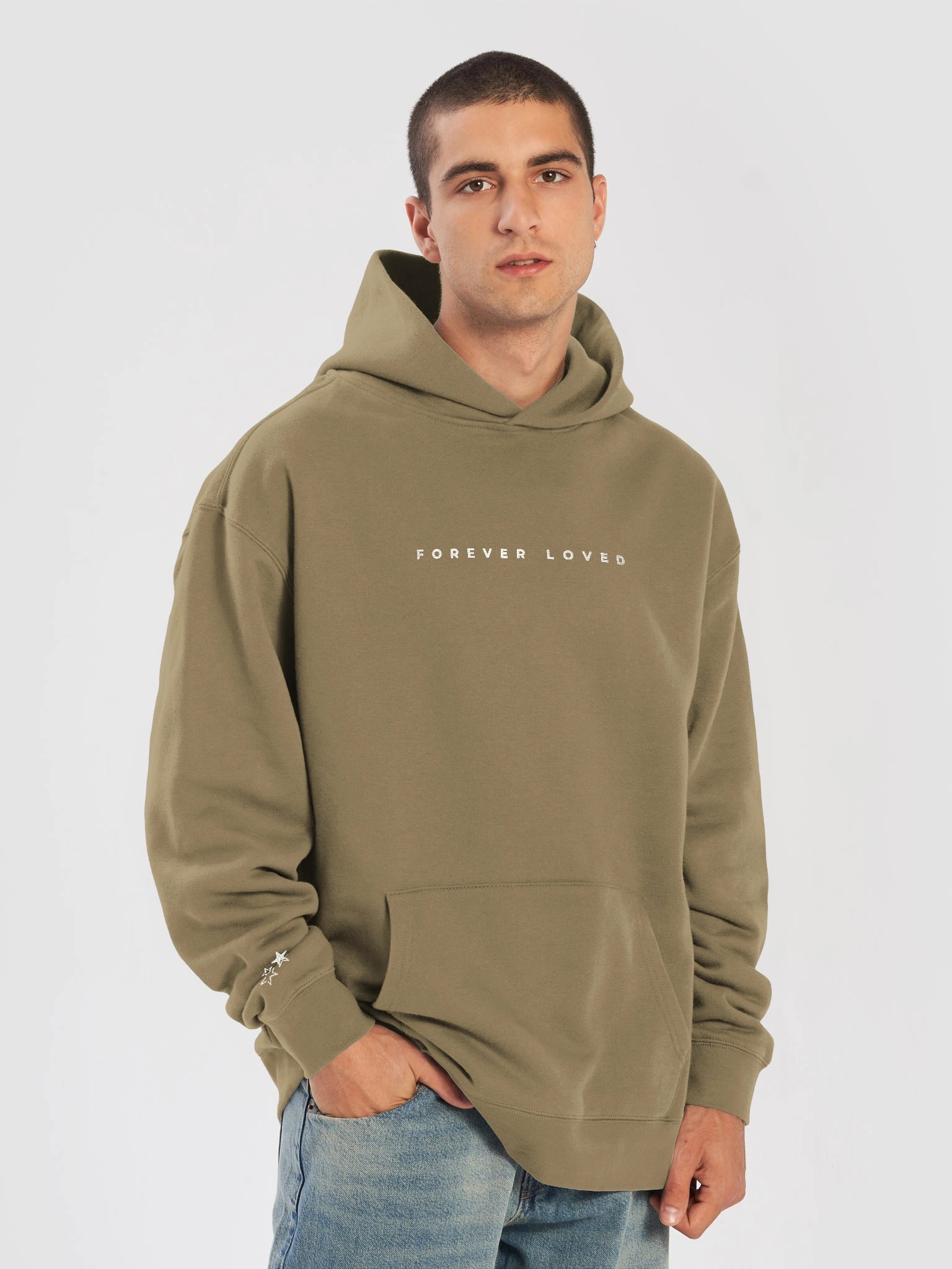 Embroidered 'Forever Loved' Hoodie Sweatshirt w/ stars product image (7)