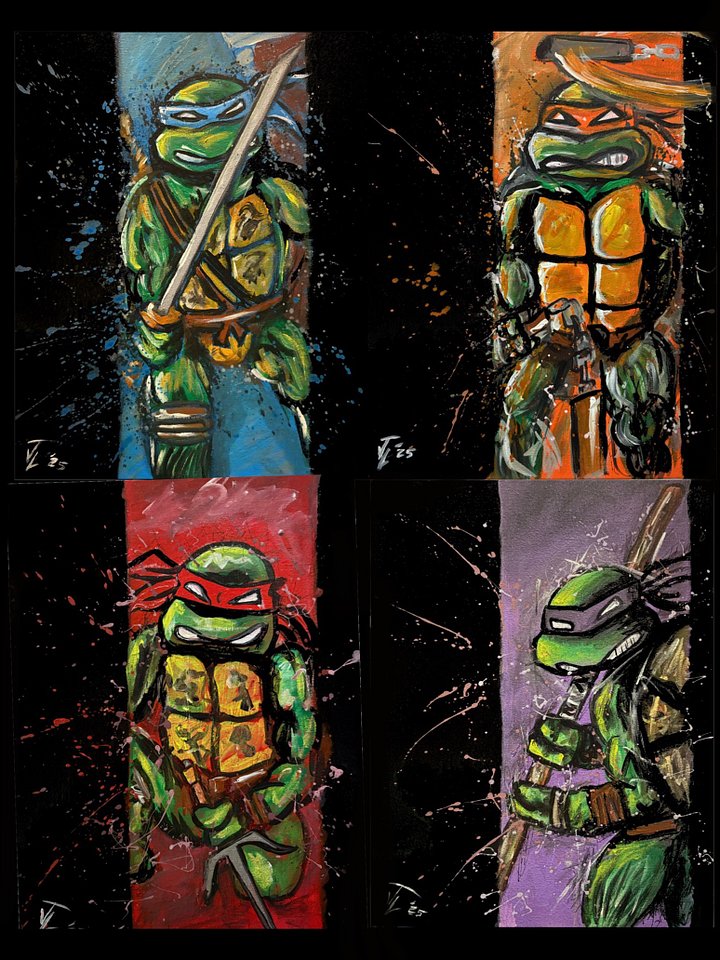 4 Piece TMNT Painting Set - All 4 Turtles on 4x 11x14 inch canvas product image (1)