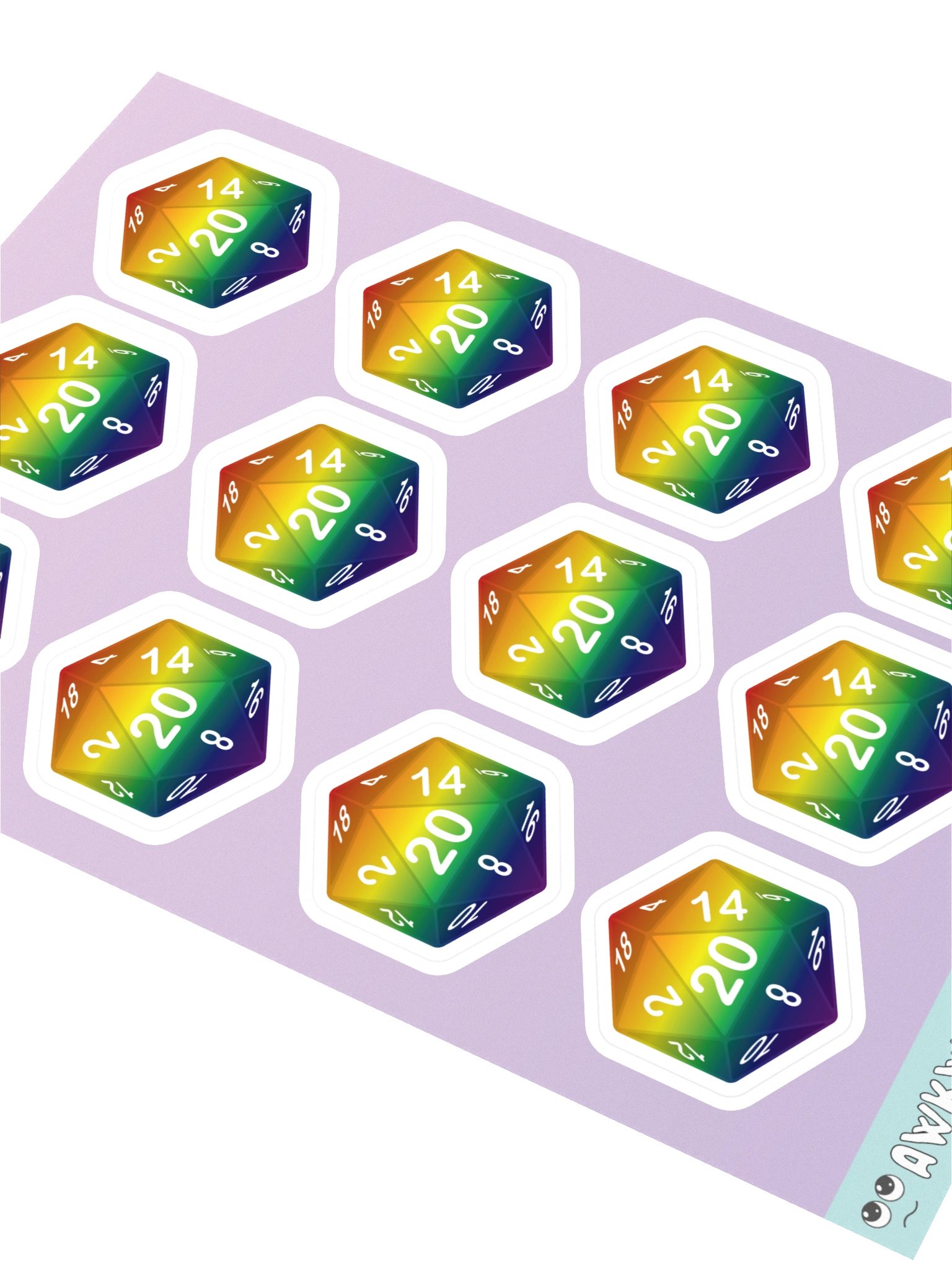 Rainbow Pride D20 Sticker Sheet product image (2)