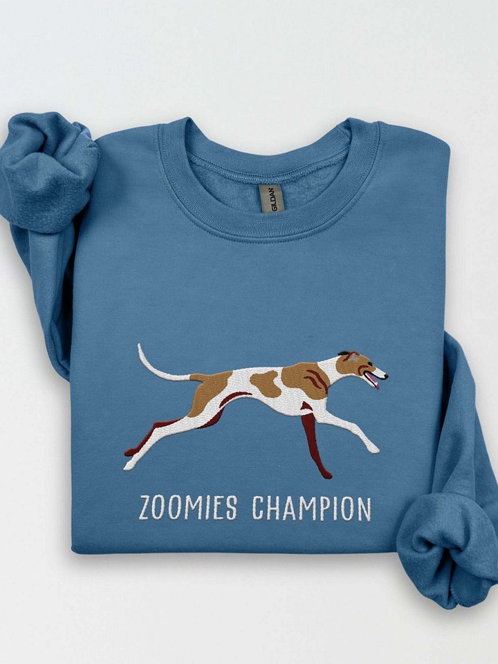 Zoomies Champion Sweatshirt (Embroidered) of a Greyhound(Brown & White) product image (1)