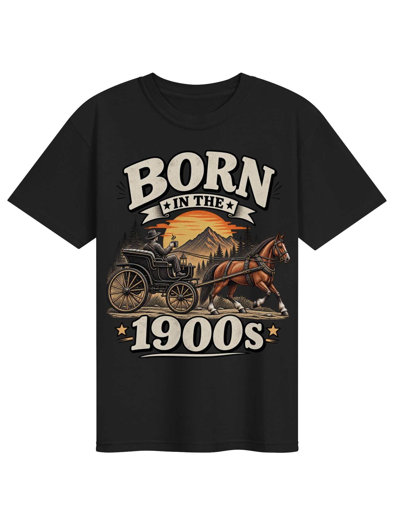 Born in the 1900s Vintage Horse & Carriage T-Shirt product image (2)