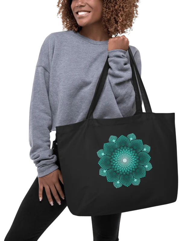 Turquoise Dot Mandala Organic Cotton Tote Bag product image (1)