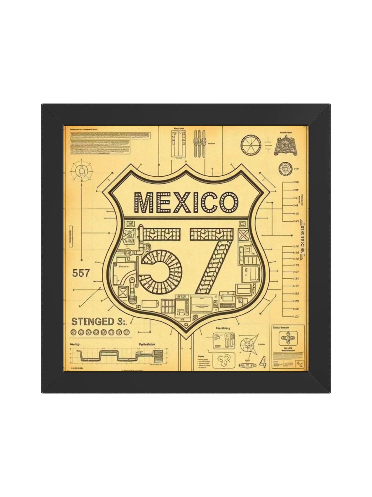 Ruta 57 — Mexico 57 Road Shield Framed Matte Poster product image (2)
