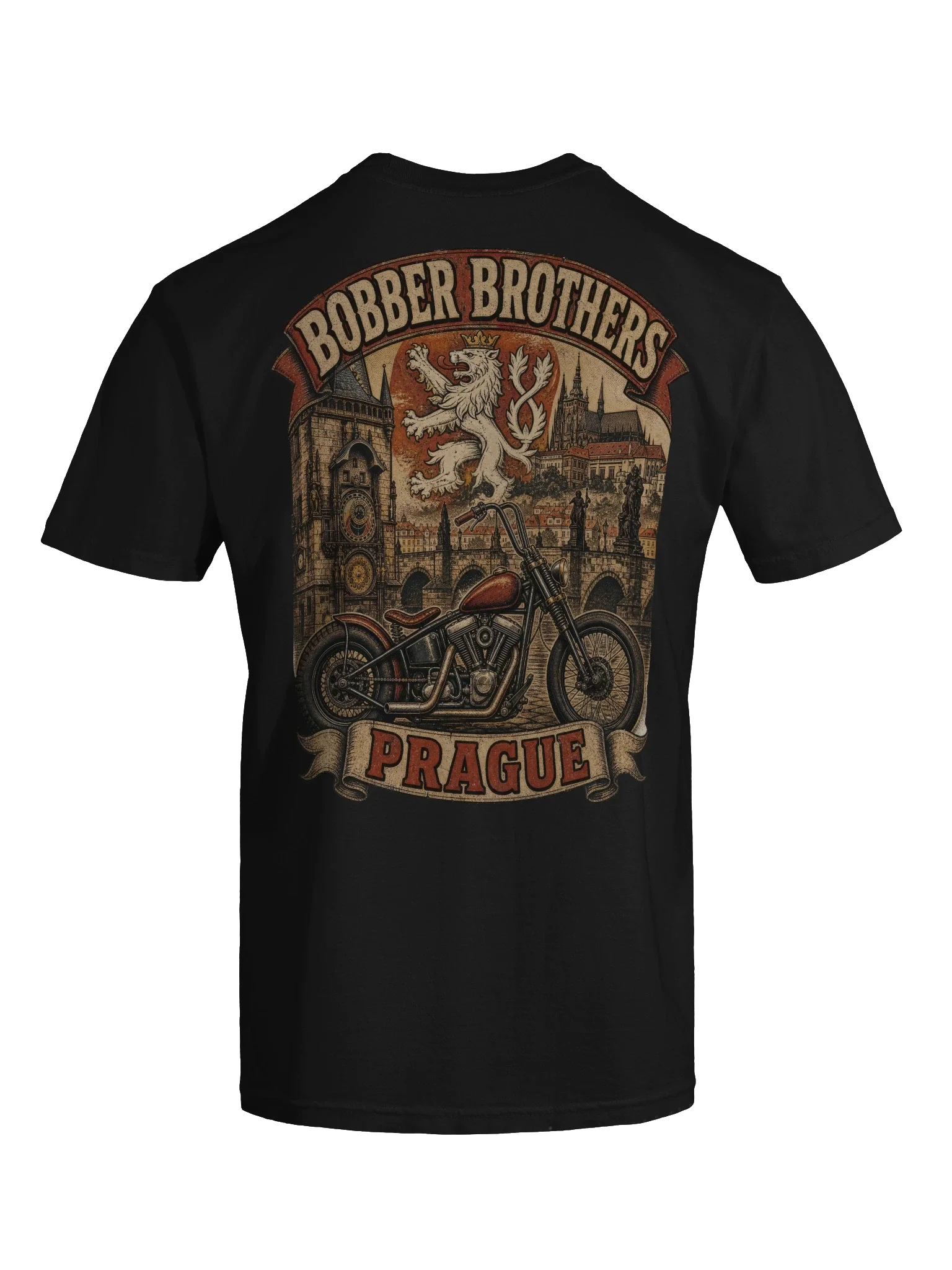 Prague motorcycle t-shirt design by Bobber Brothers
