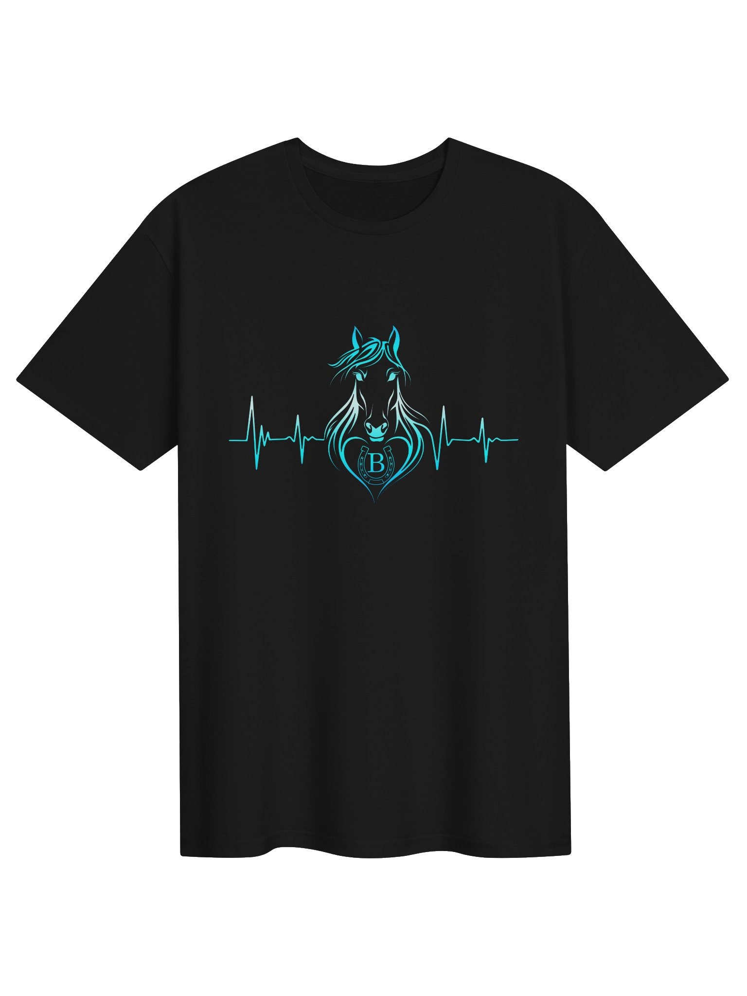 Personalized Horse Heartbeat T-Shirt with Letter B | Unisex Equestrian Gift product image (1)