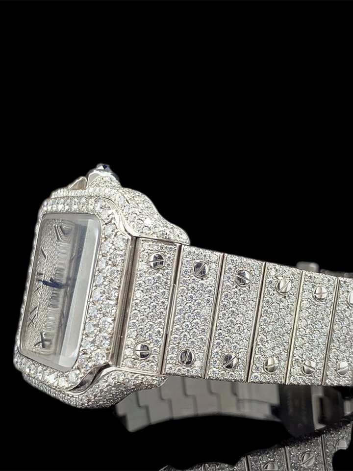 CARTIER SILVER WITH ROMAN DIAL DIAMOND WATCH product image (2)