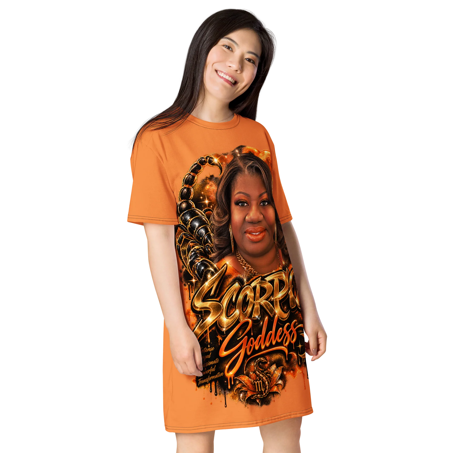 Scorpio Goddess All-Over Print T-Shirt Dress product image (4)