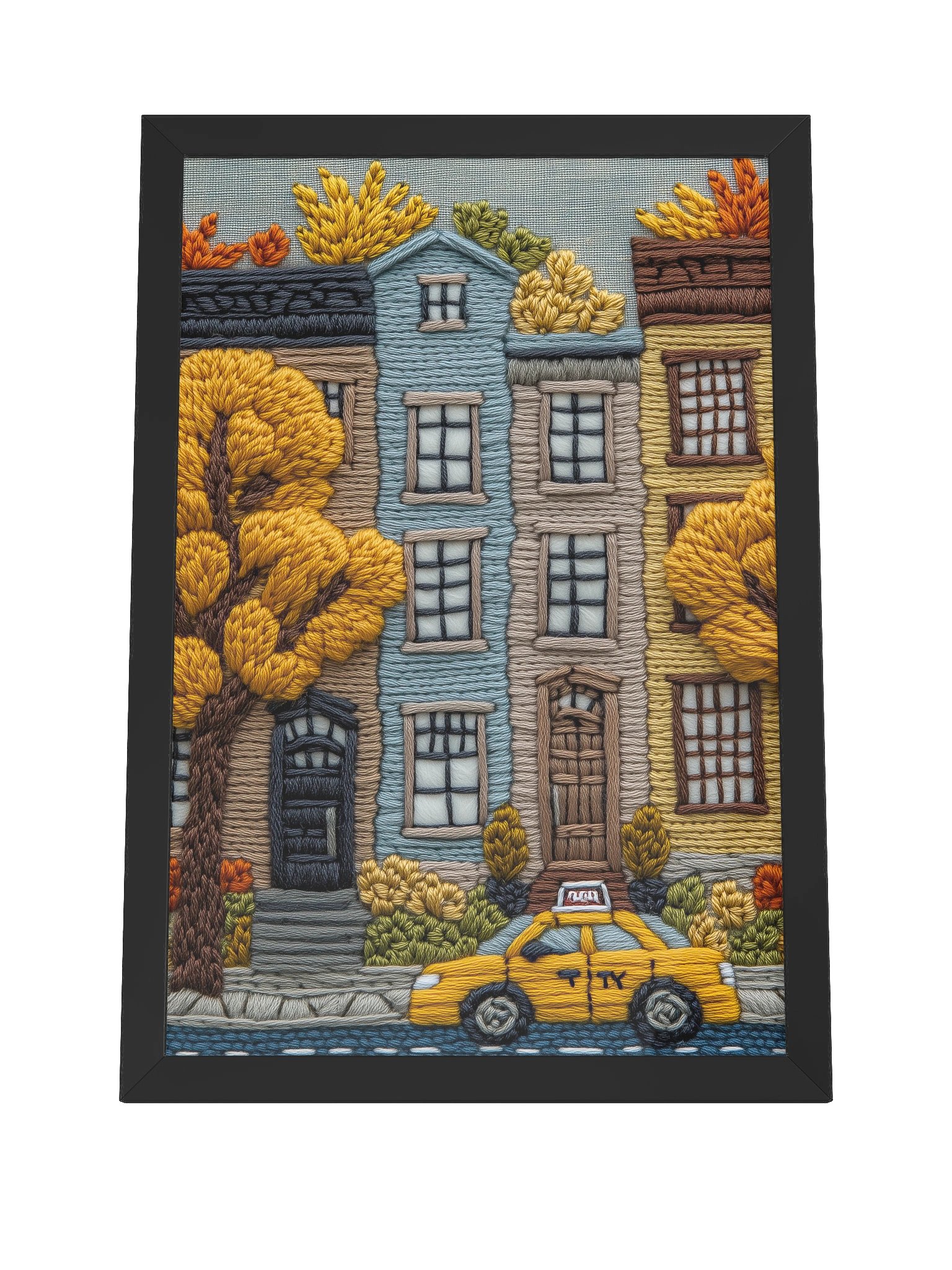 Autumn in New York | Embroidery-Style Wall Art — Framed Print product image (12)