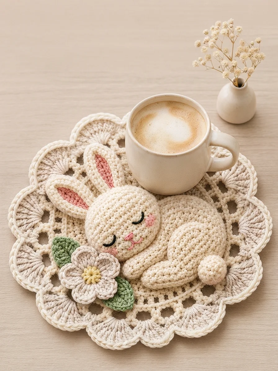 Sleeping Bunny Crochet Coaster Pattern product image (5)