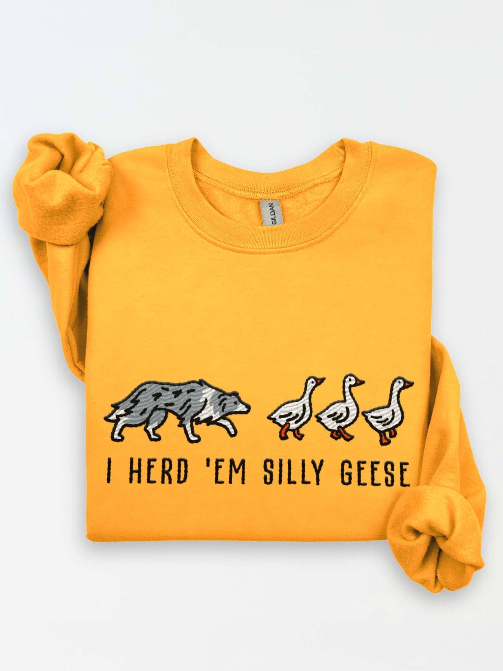I Herd 'Em Silly Geese Sweatshirt(Embroidered) of a Border Collie(Blue Merle) product image (1)