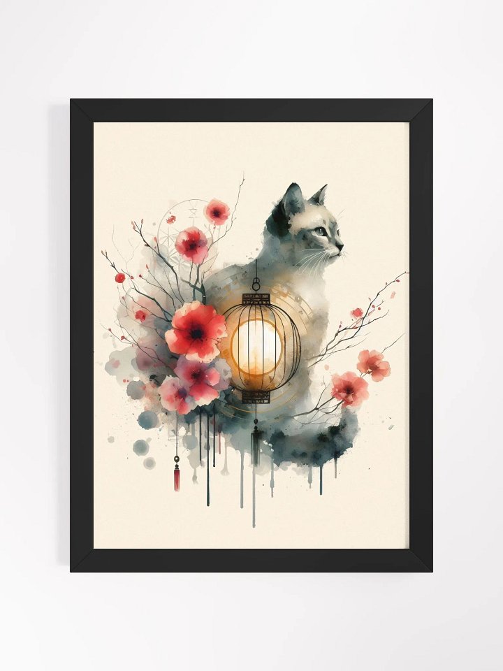 Watercolor Cat in Chinese Art Style - Wall Art product image (1)