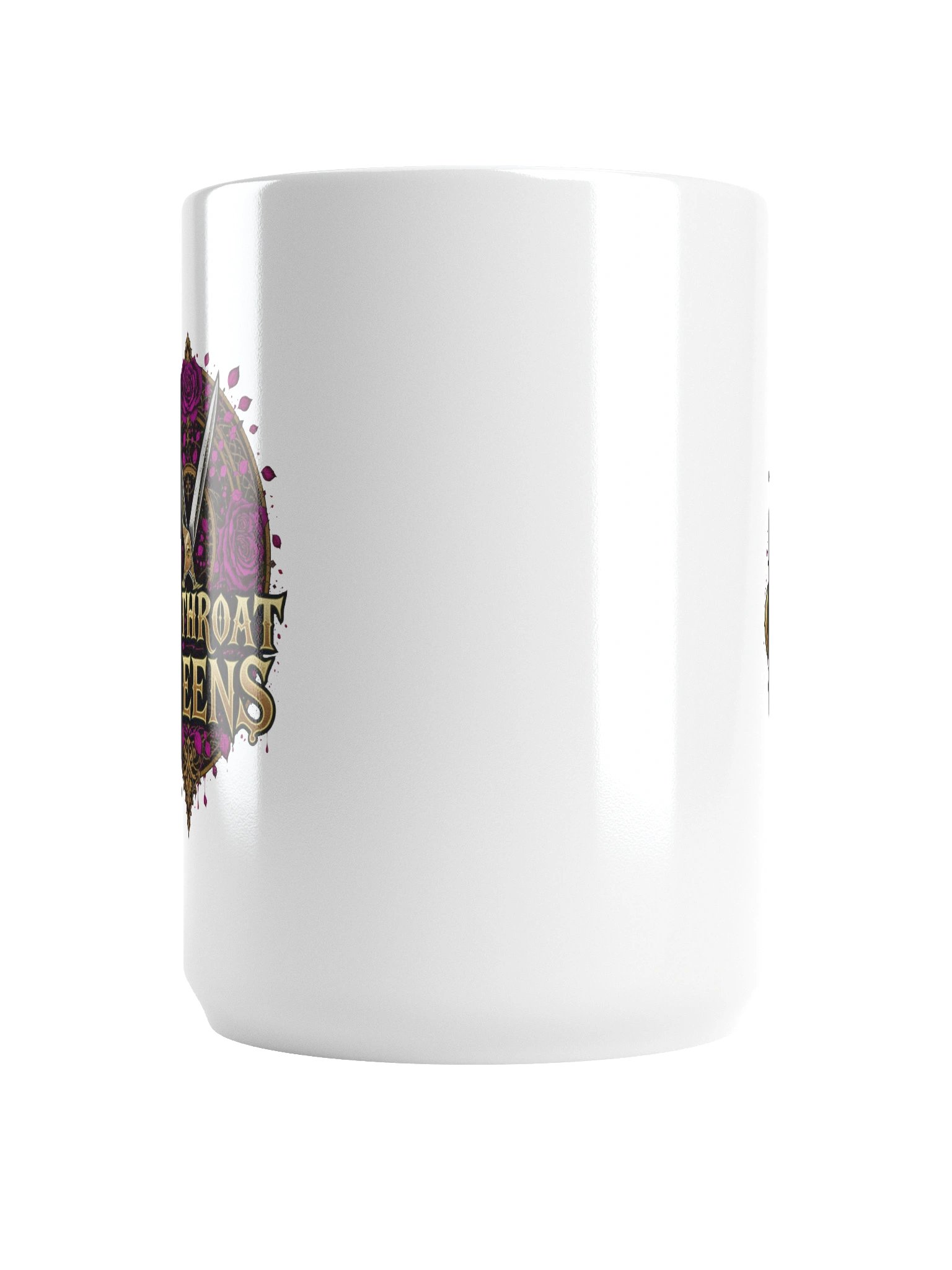 “Cutthroat Queens” Mug 💄⚔️ | Gothic Rose Design | Black Glossy Coffee Cup 15oz product image (6)