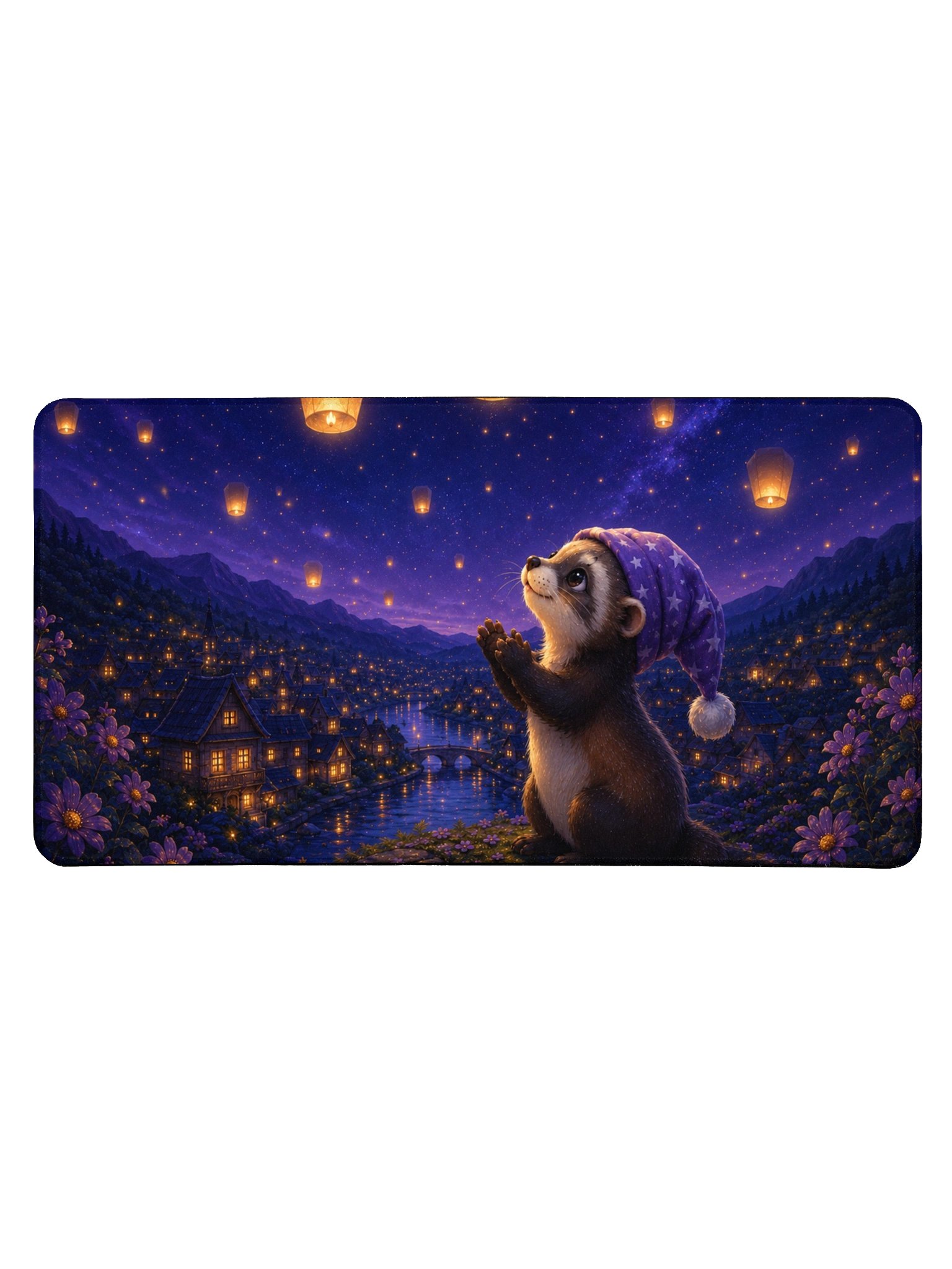 Moonlit Dreams Lantern Wishes Desk Mat | BabyEbonWorld product image (1)