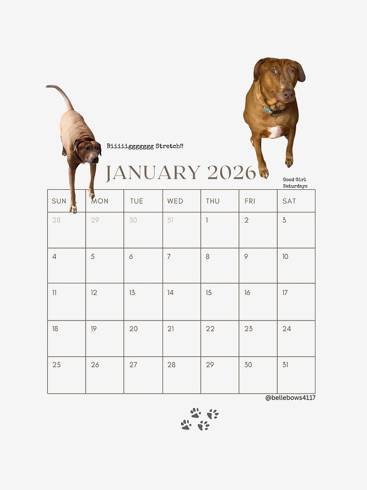 Belle 2026 Calendar B 8.5x11 (Download) product image (2)