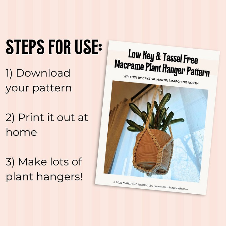 Low Key and Tassel Free Macrame Plant Hanger (Digital PDF Pattern) product image (2)