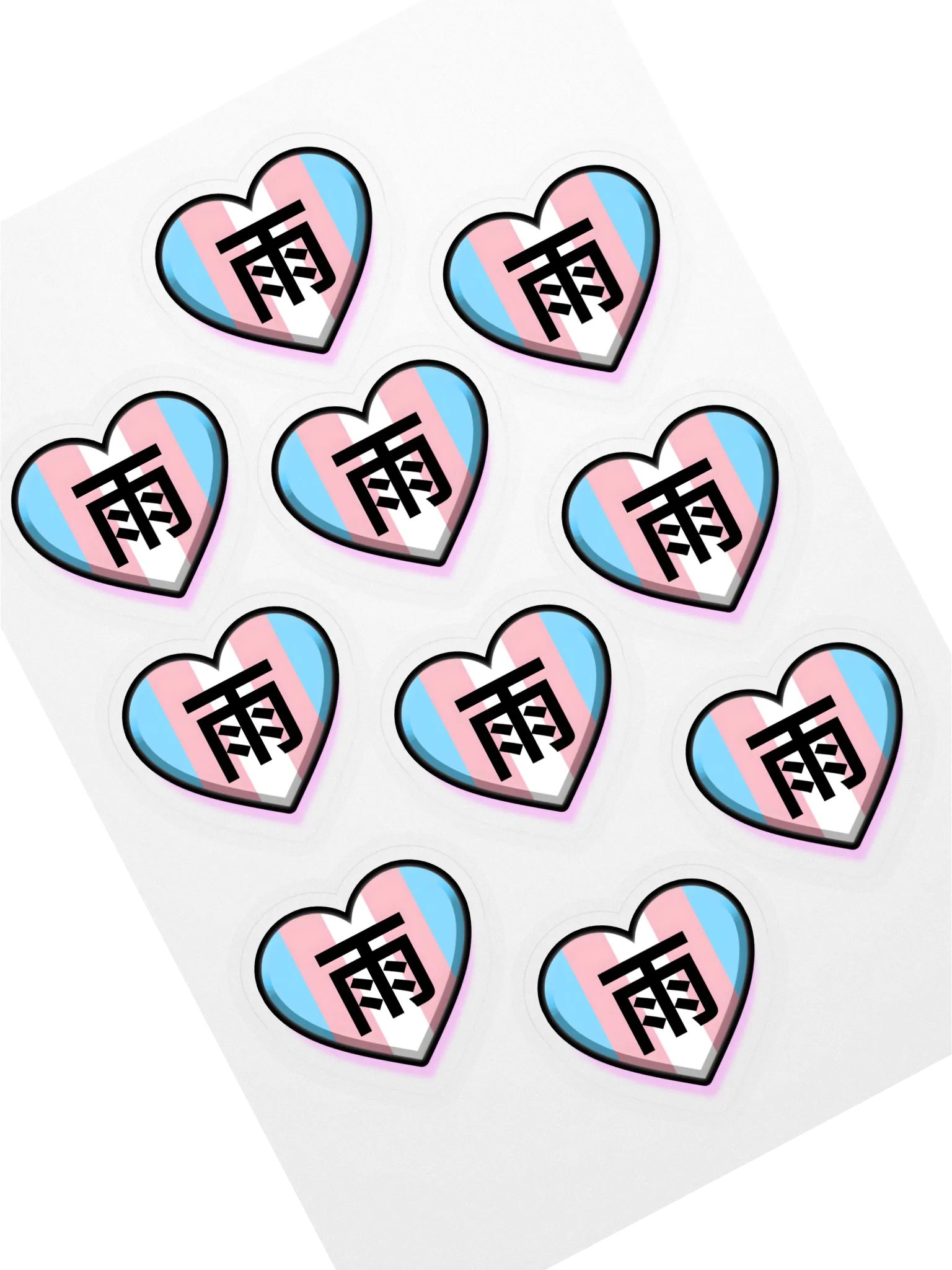 Rain Kanji Heart Sticker Sheet product image (1)