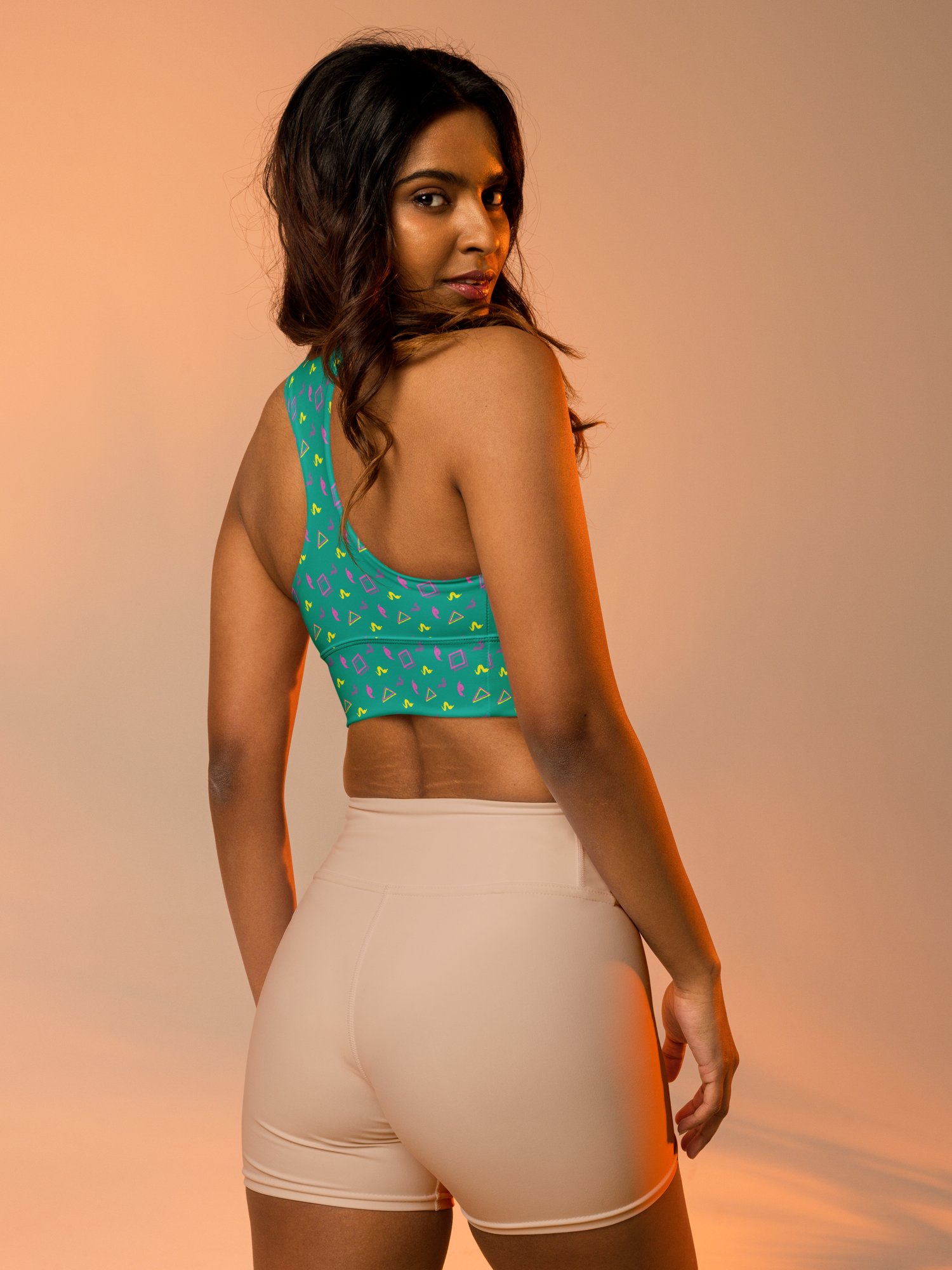 Oh Worm teal pattern sports bra product image (2)