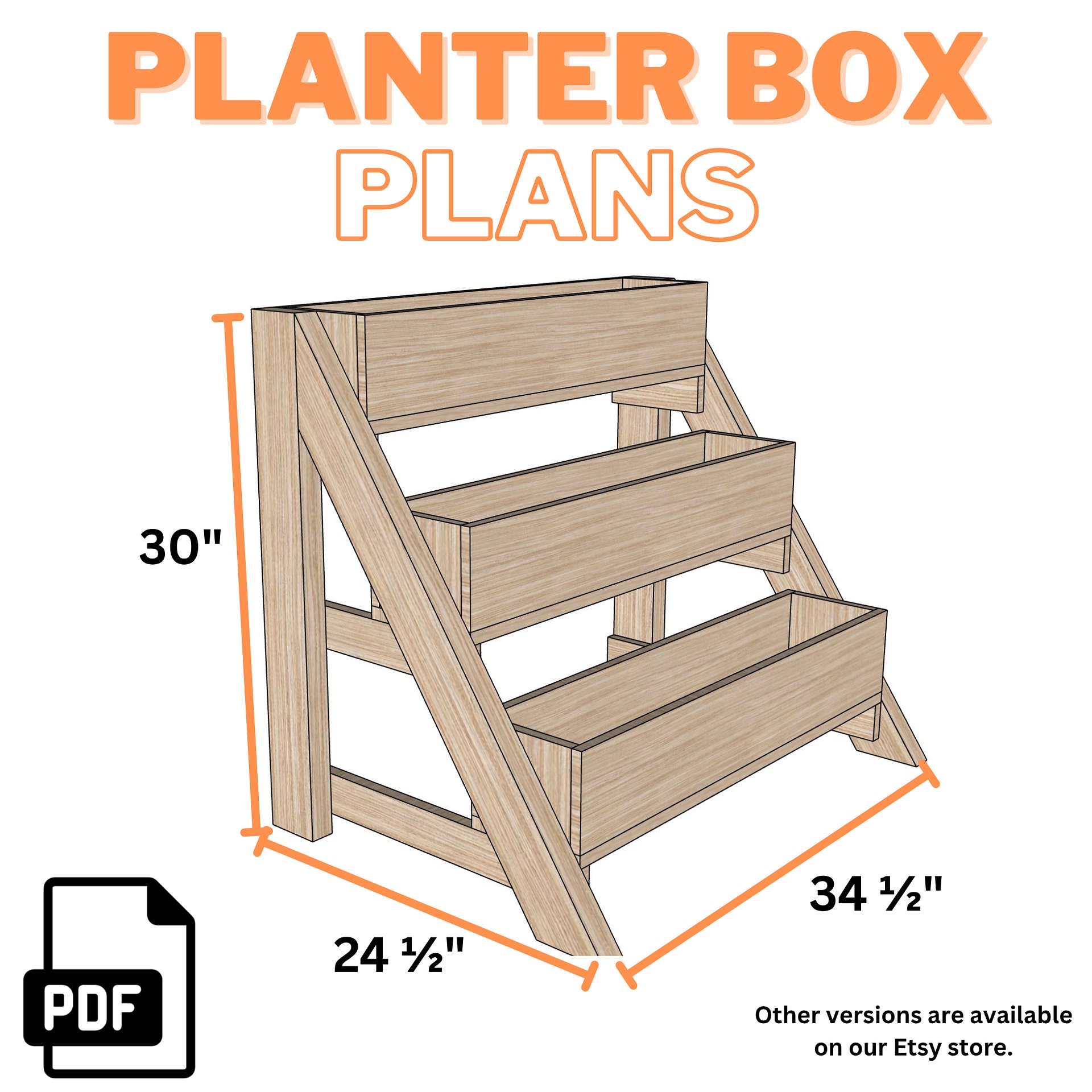 3 Tier Cedar Planter Box Plans (PDF) product image (3)