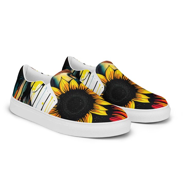 Van Gogh's Sunflowers, Women's Slip On canvas shoes product image (2)