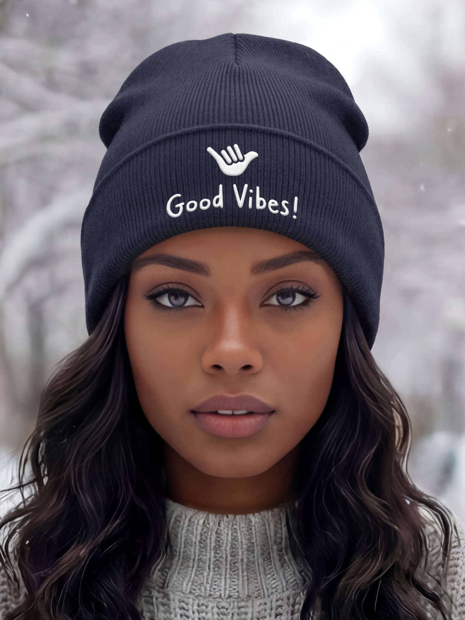Good Vibes! Embroidered Cuffed Beanie – Soft & Cozy Unisex Accessory for Everyday Elegance product image (7)