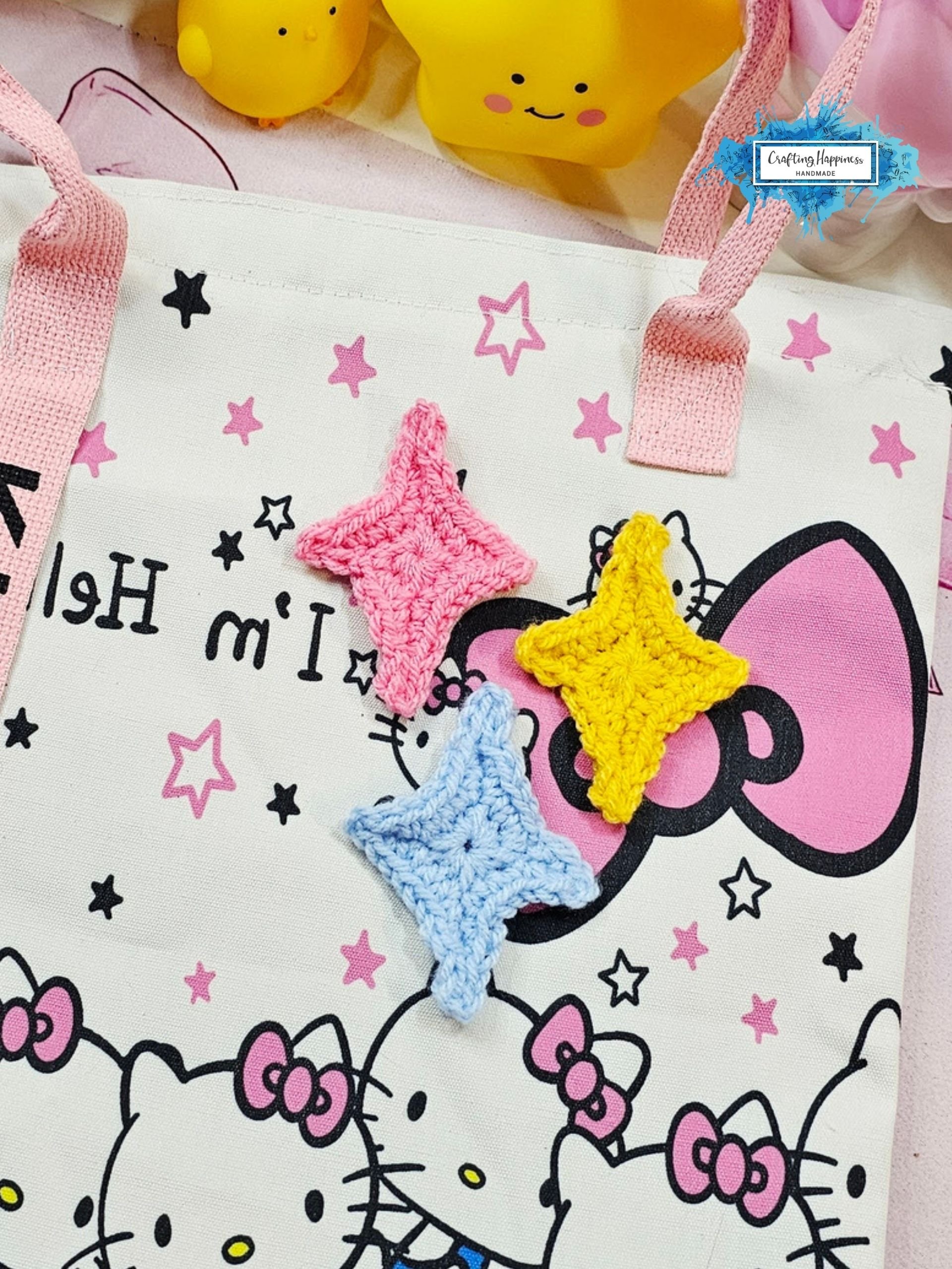 CROCHET PATTERN + VIDEO Emoji Sparkle Star 4 Sizes | Celestial Applique Motif | Kawaii Accessory | Cute Gift pdf product image (8)