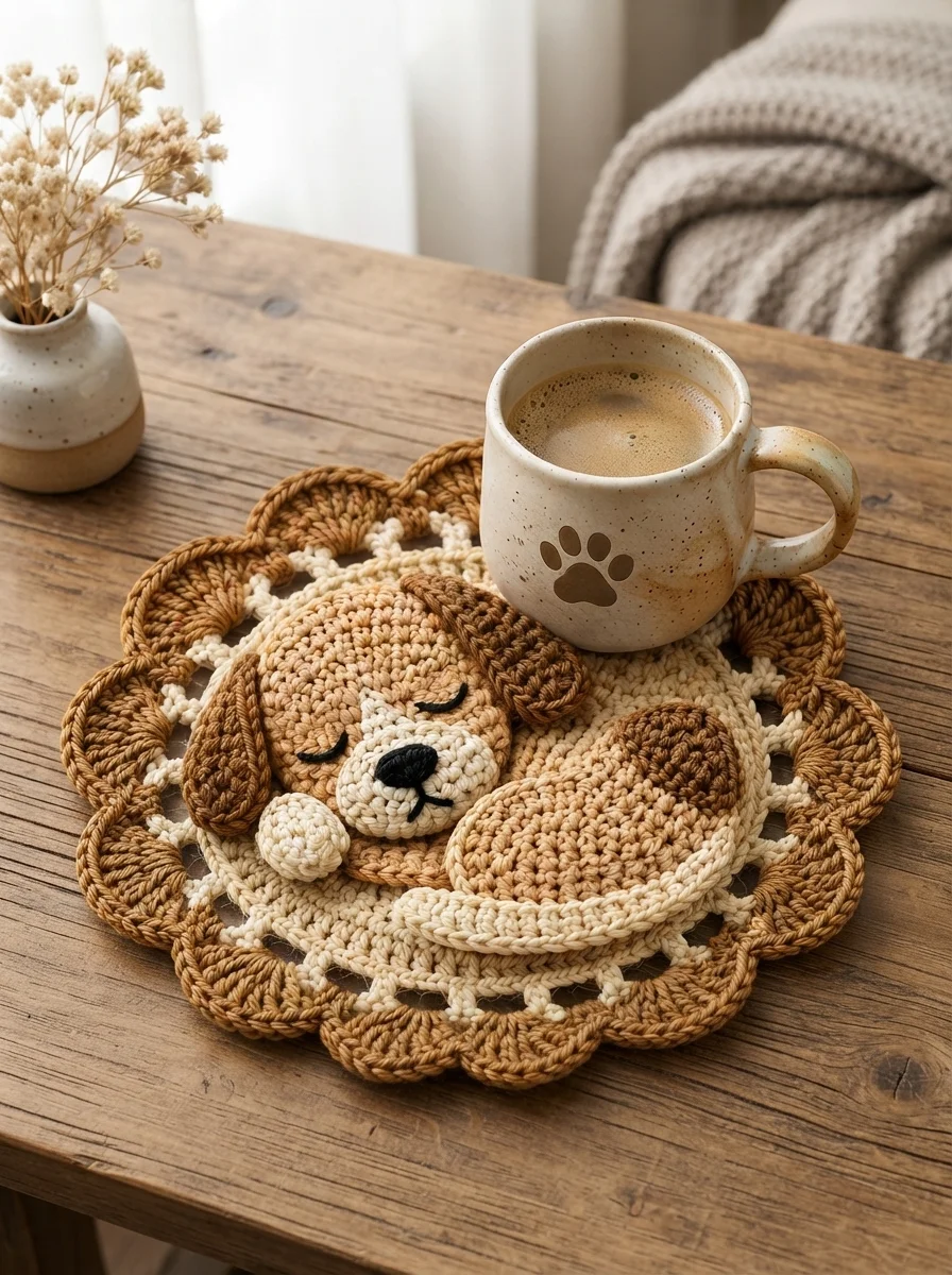 Sleeping Dog Crochet Coaster Pattern product image (8)