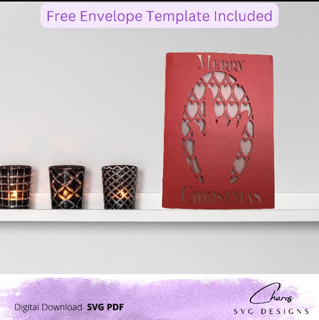 ASL 'I Love You' Holiday Heart Card Bundle with Bonus Envelope - SVG Template" product image (4)