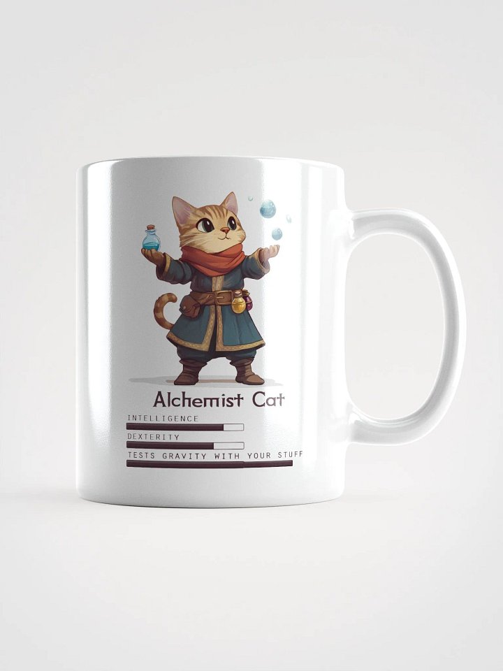 RPG Alchemist Cat white ceramic mug 11oz 15oz 20oz for gamers and cat lovers product image (1)