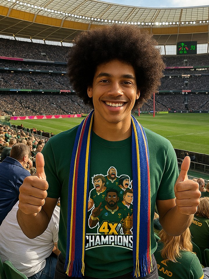Springboks Anime-Style 4x Champions Rugby T-Shirt product image (2)