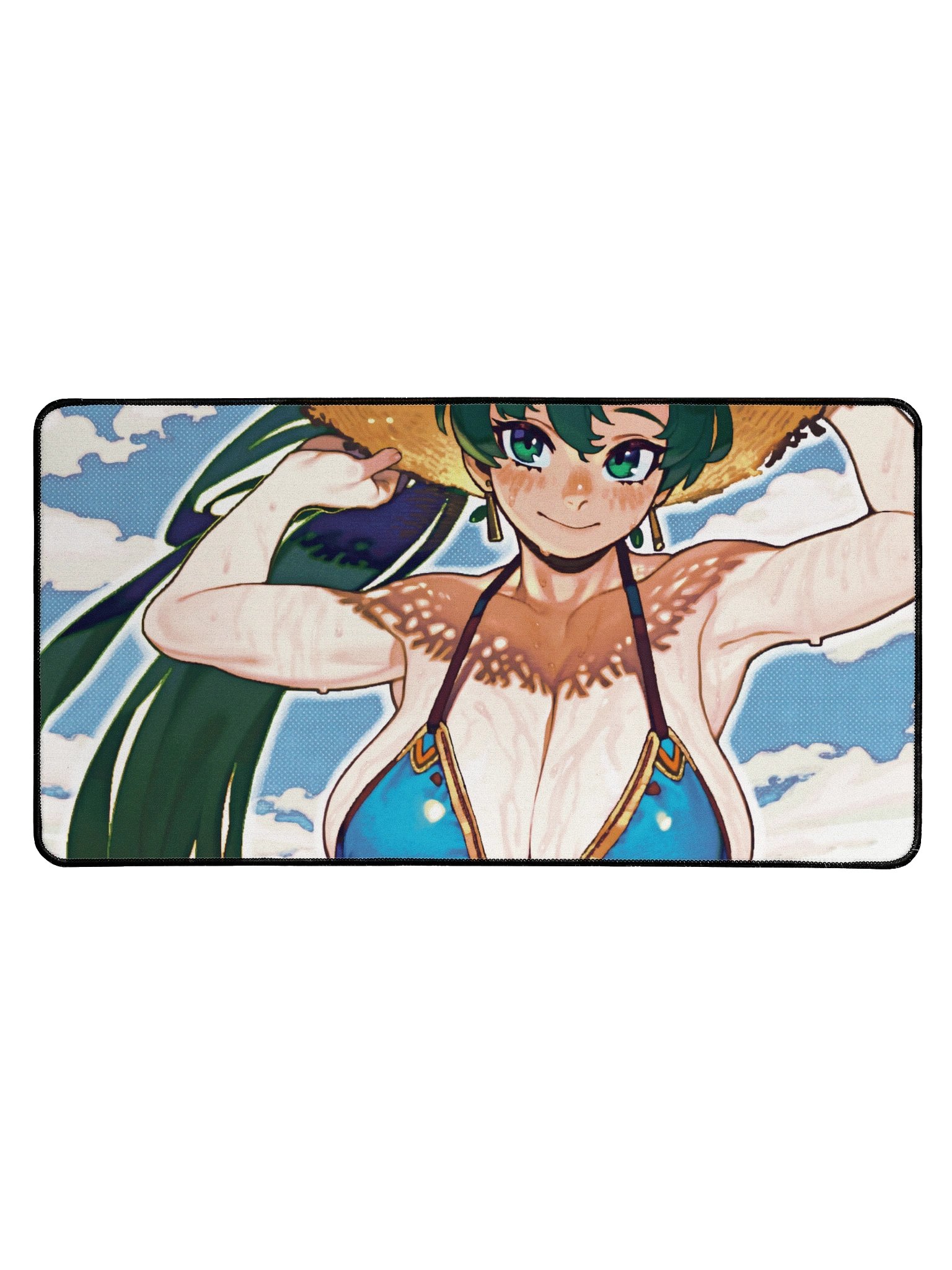 Green Haired Anime Girl Beach Mousepad product image (1)