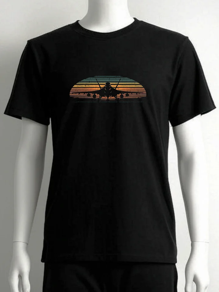 Afterburner Sunset – Retro Fighter Jet T-Shirt product image (1)
