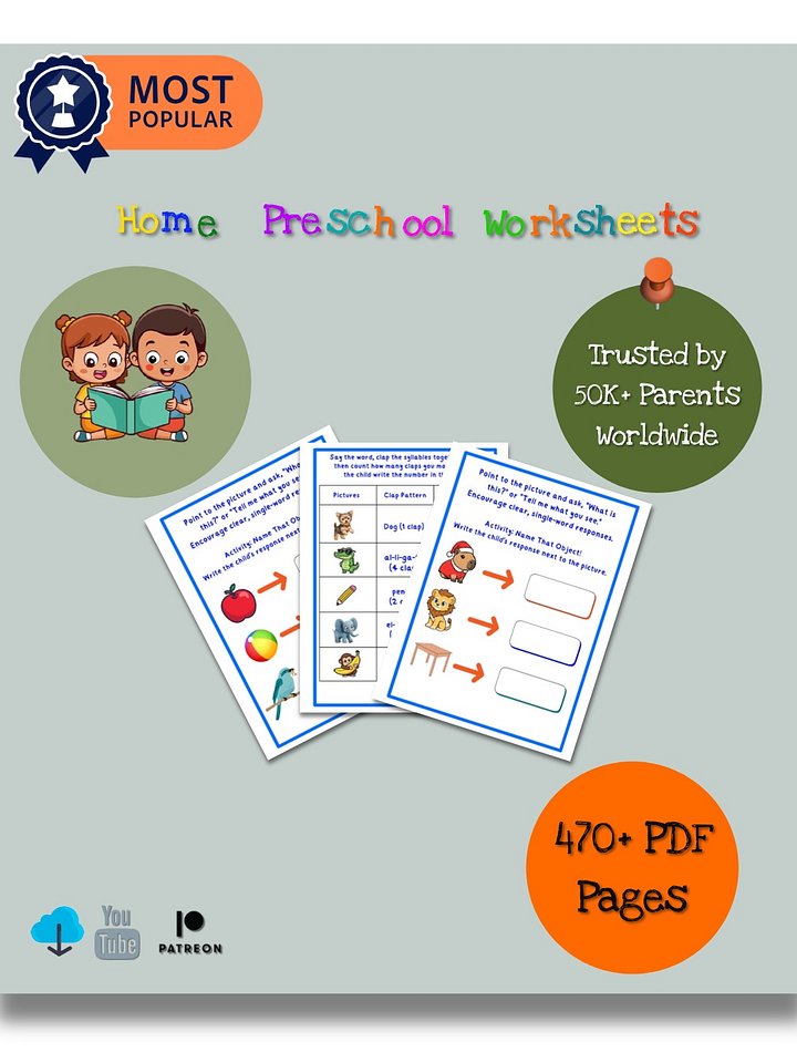 Speech & Language Activity Bundle: Home Preschool Worksheets product image (1)