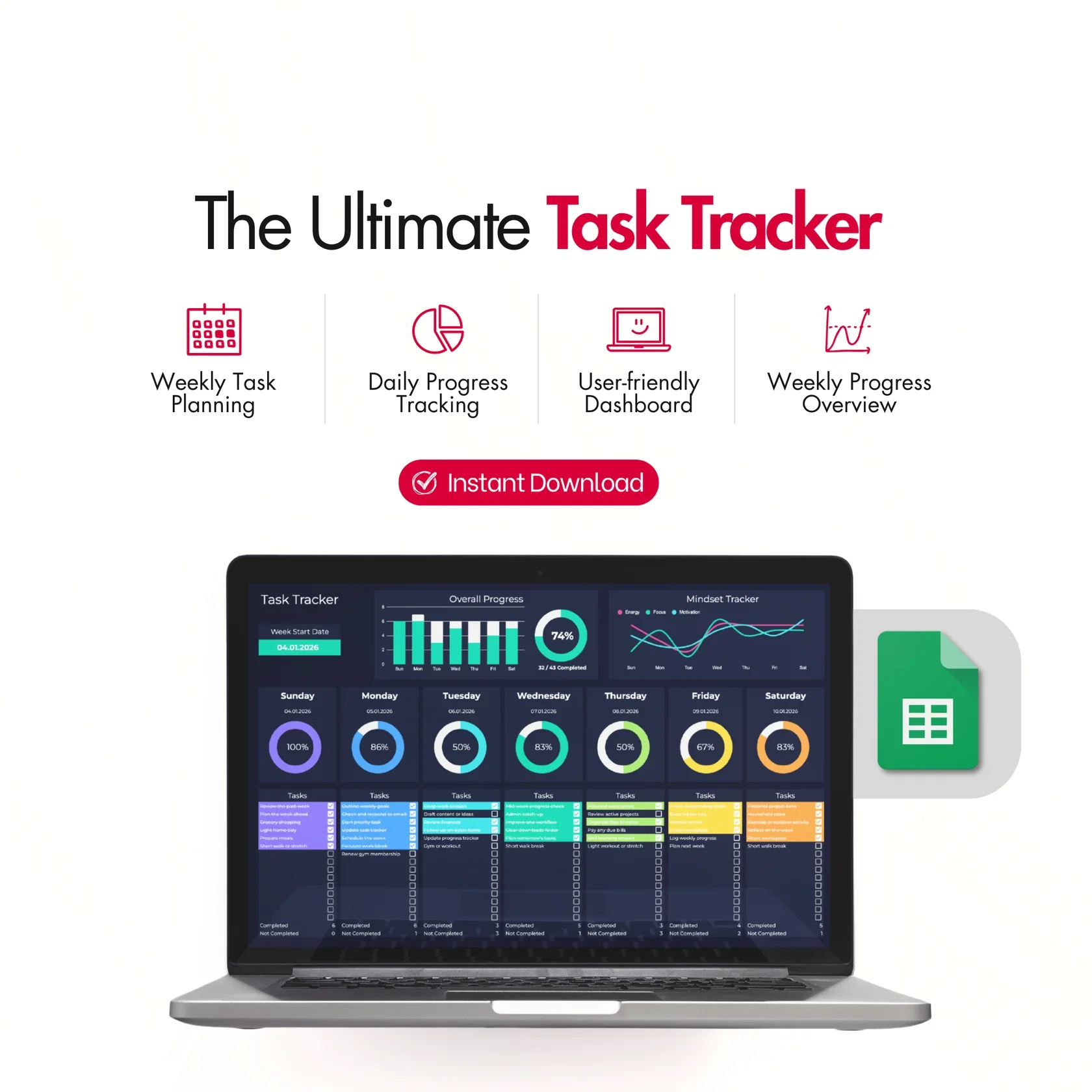NEWAURA Progress Productivity Tracker Sheets product image (3)