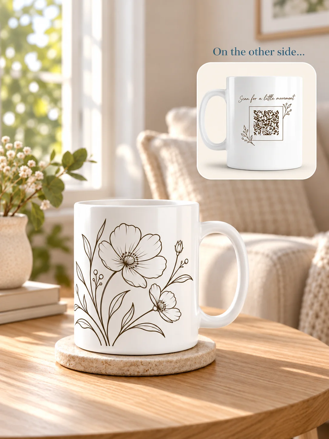 Let’s Move a Little Mug | Fine-Line Floral product image (1)