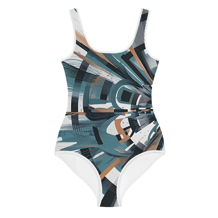 Abstract Lithographic Pattern Design Youth One Piece Swimsuit - V13 product image (1)