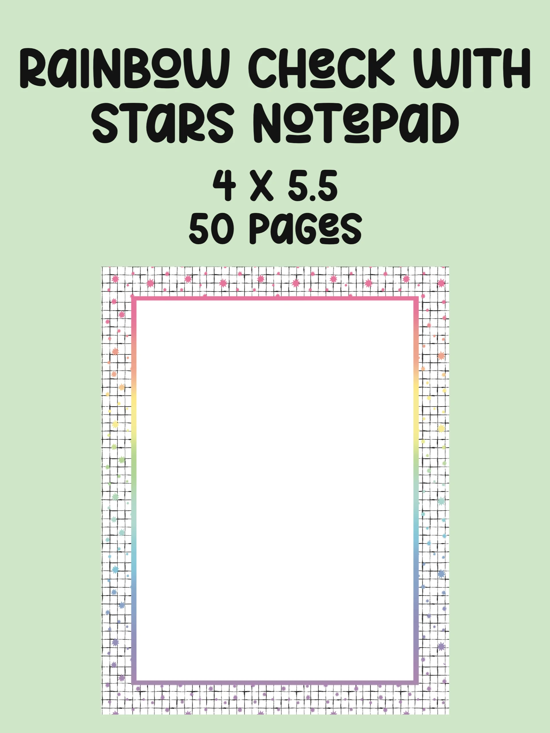 rainbow check with stars rectangle notepad product image (1)