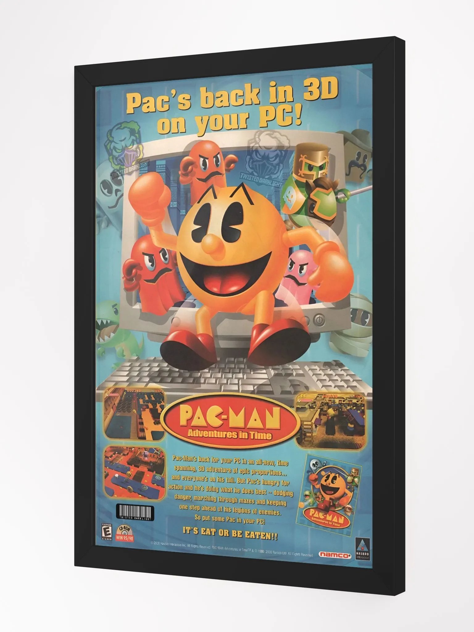 Retro Poster - PAC-MAN Adventures in Time. advertisement Poster from 2000 - Size 12" x 18". product image (1)