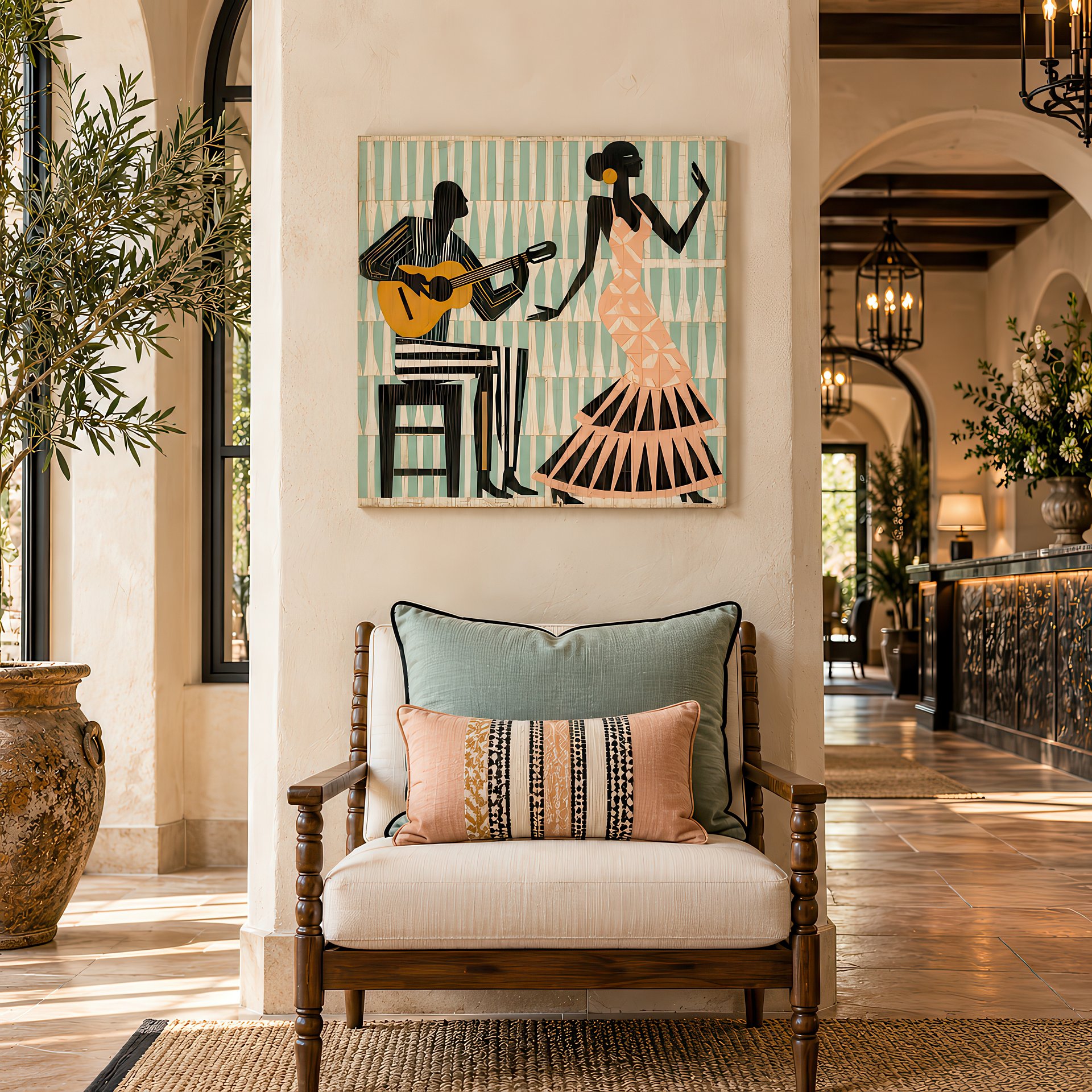 La Noche Española | Mid-Century Flamenco Birch Wood Art | Wall Decor | 24x24″ (60x60 cm) product image (6)