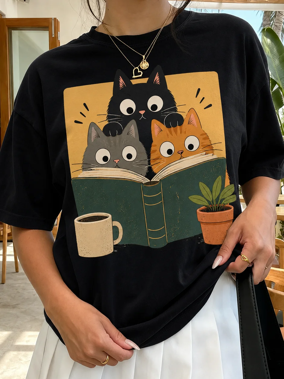 Bookworm Cats T-Shirt product image (1)