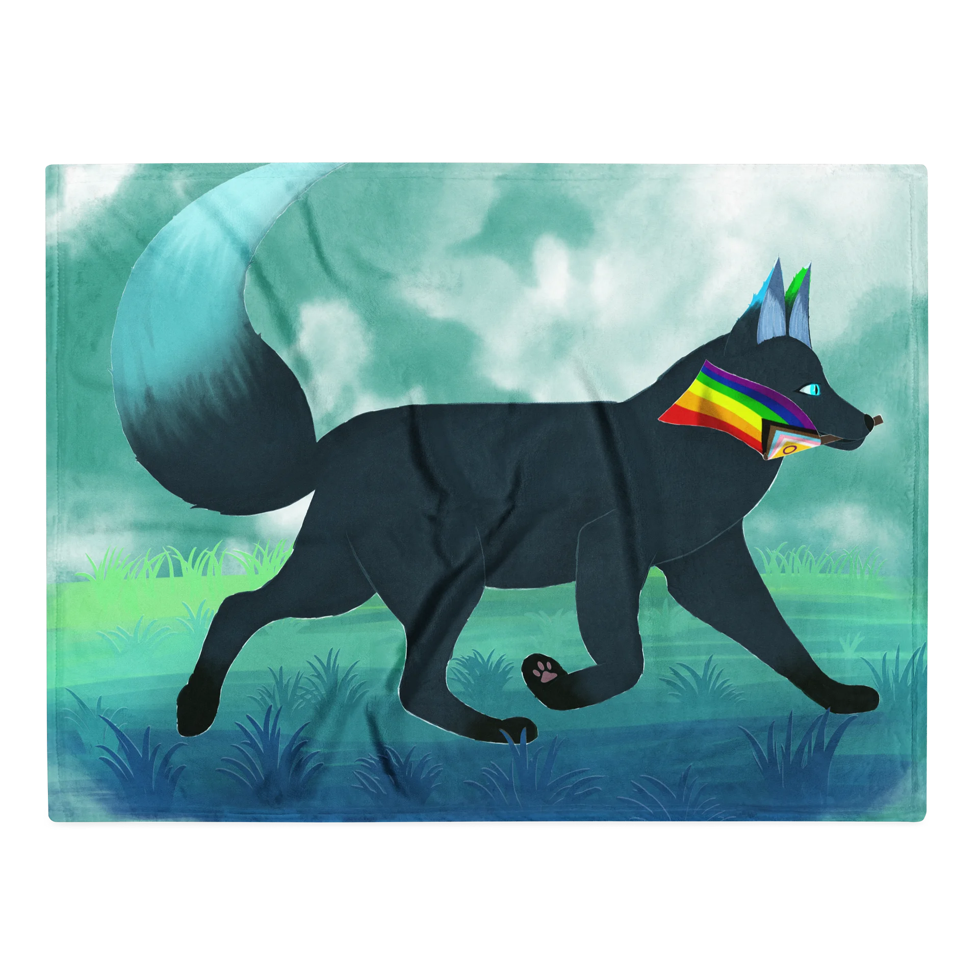 Fox Pride Trout Pride Flag - Throw Blanket product image (1)