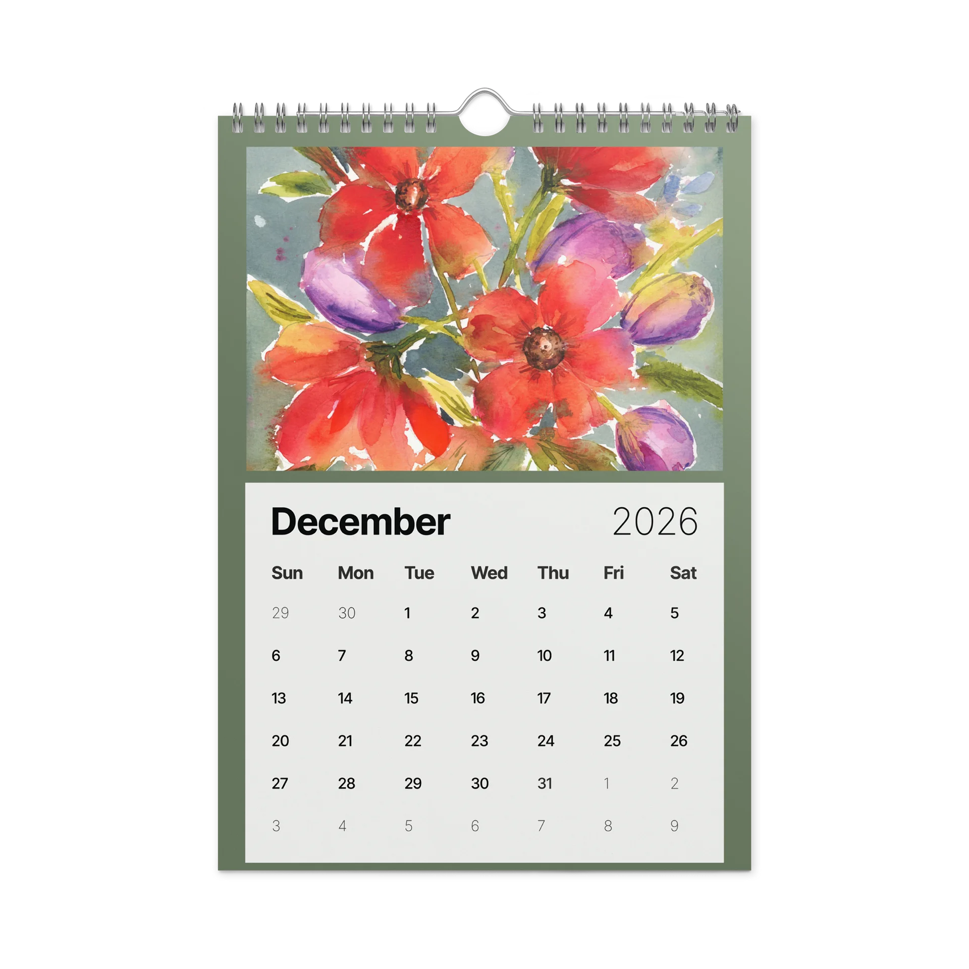 Watercolor Blooms 2026 Wall Calendar product image (4)
