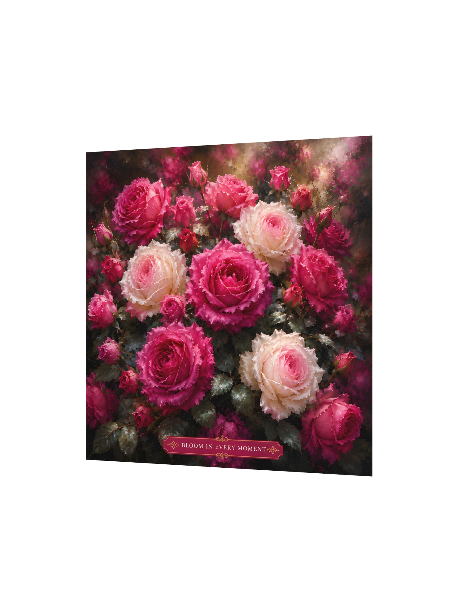 Bloom in Every Moment Pink Rose Garden 10x10 Wall Art | Romantic Floral Botanical Poster product image (3)
